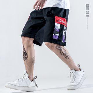 Camp Print Paneled Cargo Shorts