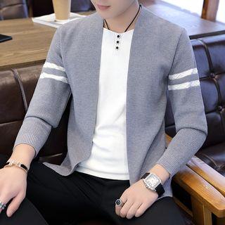 Mock Two-piece Striped Trim Cardigan