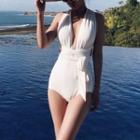 Halter-neck Tie-side Swimsuit