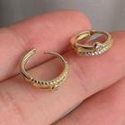 Rhinestone Hoop Earring 1 Pair - 1816 - Gold - One Size