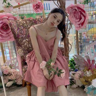 V-neck Plain Pinafore Dress As Shown In Figure - One Size