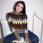 Colorblock Crop Knit Sweater