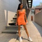 Spaghetti-strap Slit-side Minidress