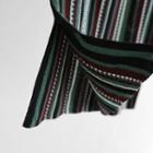 Linen Blend Stripe Midi Knit Skirt
