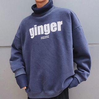 Knit Panel Fleece-lined Sweatshirt