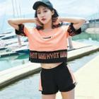 Set: Lettering Swim Top + Shorts + T-shirt