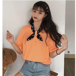 Spot Bow Tie T Shirt Top White - Xxxs