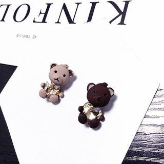 Rhinestone Bear Dangle Earring 1 Pair - As Shown In Figure - One Size
