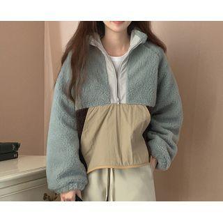 Contrast-panel Color-block Anorak Pullover