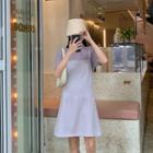 Set: Short-sleeve Blouse + Mini A-line Satin Pinafore Dress