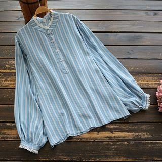 Striped Blouse Stripe - Blue - One Size