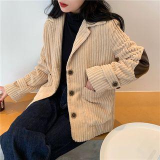 Patch Corduroy Lapel Jacket As Shown In Figure - One Size