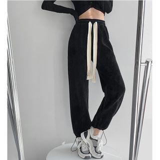 Corduroy Loose-fit Drawstring Jogger Pants