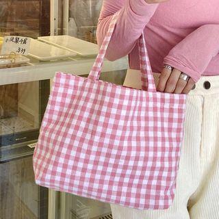 Plaid Canvas Hand Bag