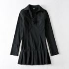 Ruffle Trim V-neck Mini A-line Dress