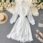 Long-sleeve Maxi Chiffon A-line Dress