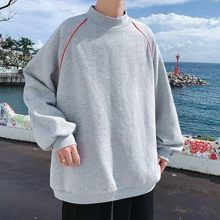 Mock-neck Contrast Trim Pullover
