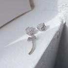 Rhinestone Rose Dangle Earring 1 Pair - Silver - One Size