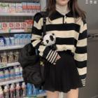 Long-sleeve Striped Collar Knit Sweater Sweater - One Size