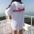 Letter Long-sleeve Hooded T-shirt