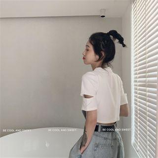 Short-sleeve Cut Out Cropped T-shirt