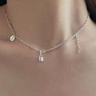 Lock Charm Chunky Chain Necklace Silver - One Size