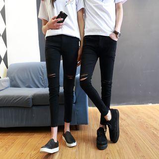 Couple Matching Distressed Skinny Jeans