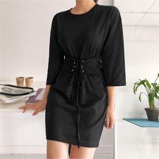 Round-neck Lace-up T-shirt Dress