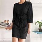 Round-neck Lace-up T-shirt Dress