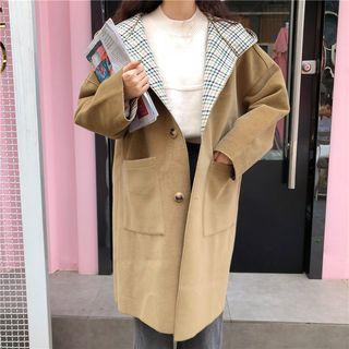 Hooded Single-breasted Coat As Shown In Figure - One Size