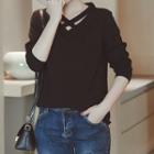 Lattice V-neck Long-sleeve Top