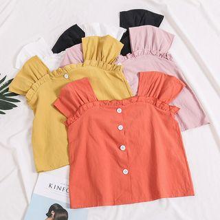 Ruffled-trim Buttoned Top