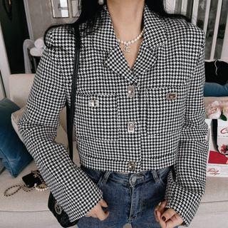 Houndstooth Buckled Cropped Jacket