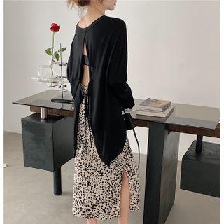 Leopard Print Midi Skirt / Long-sleeve T-shirt