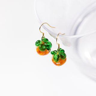 Orange Drop Earring 1 Pair - S925 Silver - Green & Orange - One Size