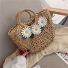Flower Detail Woven Hand Bag