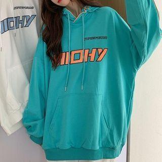 Pocket-detail Printed Oversize Hoodie