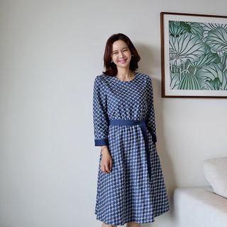 Embroidered Denim Dress With Sash