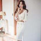 Double Breasted 3/4 Sleeve Dress