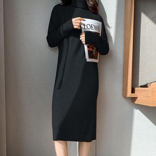 High-neck Long Sweater Knit Dress