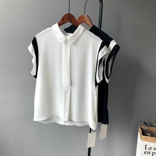 Two-tone Sleeveless Chiffon Blouse