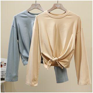 Long-sleeve Tie Knot Top