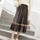 Furry Trim Midi Skirt