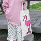 Flamingo Print Canvas Shopper Bag