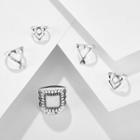 Set Of 5: Ring 9207 - Silver - One Size