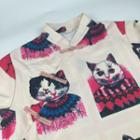 Cat Printed Short-sleeve Cheongsam