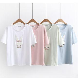 Rabbit Applique Short-sleeve T-shirt