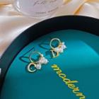 Faux Pearl Alloy Hoop Earring 1 Pair - White Pearl - Gold - One Size