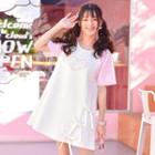 Short-sleeve Heart Print Mini Dress
