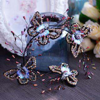 Butterfly Bridal Headband Black - One Size